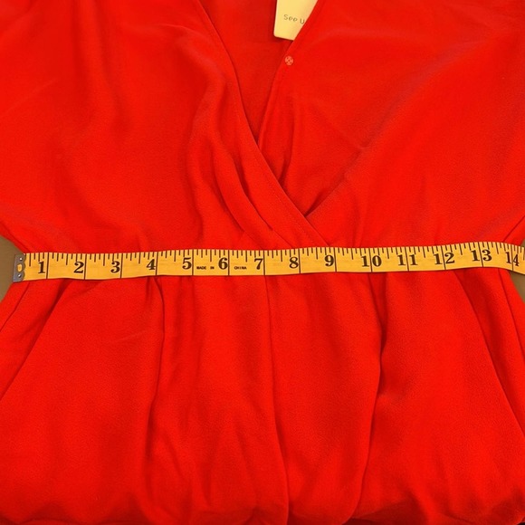 Red‎ Playsuit Romper Shortset by See U Soon V-Neck Dolman Sleeve Size S - Picture 10 of 15